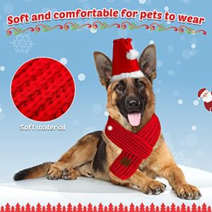 3 Pieces Christmas Pet Costume Dog Santa Hat Scarf Set Christmas Reindeer Antlers Dog Headband Dog Elk Hat Headwear Xmas Pet Knitted Scarf for Cute Dog Puppy Cat Christmas Outfit Accessories