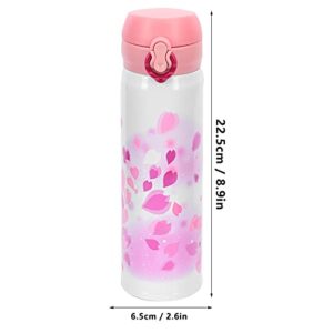 Vacuum Insulated Stainless Steel Thermos Cup,Portable Leakproof Coffee Beverage Travel Mug with Removable Lid for Biking Backpack Camping Office (Cherry blossoms)