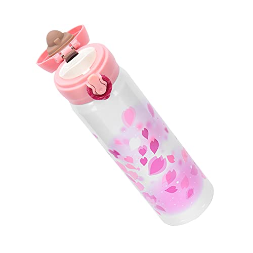 Vacuum Insulated Stainless Steel Thermos Cup,Portable Leakproof Coffee Beverage Travel Mug with Removable Lid for Biking Backpack Camping Office (Cherry blossoms)