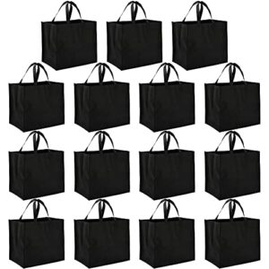 tosnail 15 pack large foldable reusable grocery tote bags shopping bags - black