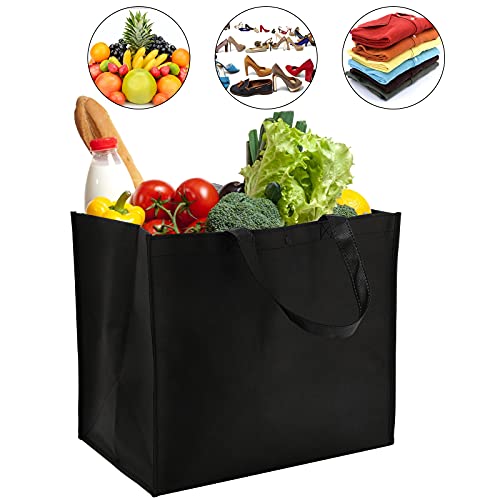 Tosnail 15 Pack Large Foldable Reusable Grocery Tote Bags Shopping Bags - Black