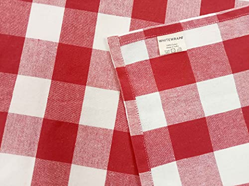 WHITEWRAP Bib Apron with 2 pockets | 2-Pack | 35”x28” with Adjustable Neck | Red and White Checked | Unisex Apron Long Ties | Commercial Apron for Cooking, Chef and Restaurant| Kitchen BBQ Painting