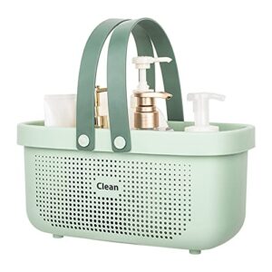 JiatuA Plastic Storage Basket with Handle Portable Shower Caddy Tote Organizer Basket Bin for Bathroom Kitchen Dorm Room Bedroom (Large, Green)