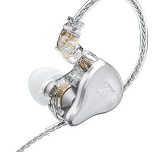 kz zas 7ba+1dd in ear earphone 16 unit hybrid technology flagship earphone monitor headphones 8core cable music sport earphone (with mic, white)