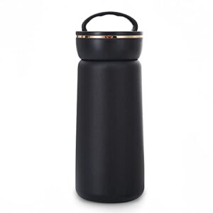 vacuum insulated hot water bottle stainless steel flask travel mug coffee cup 13oz ,black