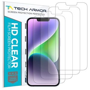 tech armor 4 pack hd clear film screen protector compatible for apple new iphone 14 (2022), iphone 13 and iphone 13 pro (2021) 5g 6.1 inch