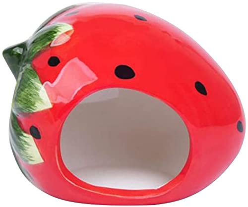 Cool Hamster House Hideout Ceramics Strawberry Shape Bed Cute Small Animal Pet Squirrel Hedgehog Chinchilla Nest Hamster Cage Accessories