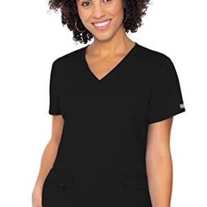 Med Couture Touch Women's V-Neck Knit Back Top, Black, Medium