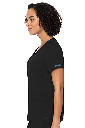 Med Couture Touch Women's V-Neck Knit Back Top, Black, Medium