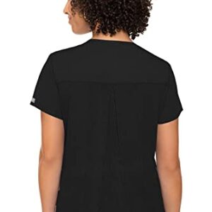 Med Couture Touch Women's V-Neck Knit Back Top, Black, Medium