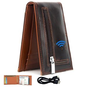 smart cc bluetooth anti-lost men thin slim wallet money clip credit card holder for men (coffee)