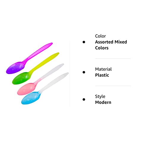 Color Changing Reusable Spoons, Pack of 25, Assorted Colors, reacts to cold food temperatures and changes color -yogurt, ice cream, gelato, cold drinks - PACKED IN USA