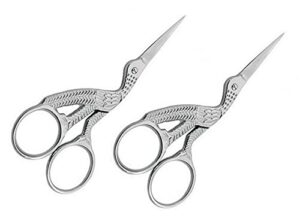 2 stainless steel professional embroidery scissors sharp stork scissors for sewing crafting needlework diy multipurpose dressmaker eyebrow trim small 3.6” shears crane scissors