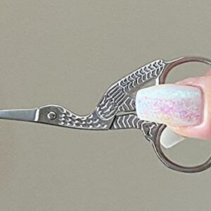 2 Stainless Steel Professional Embroidery Scissors Sharp Stork Scissors for Sewing Crafting Needlework DIY Multipurpose Dressmaker Eyebrow Trim Small 3.6” Shears Crane Scissors