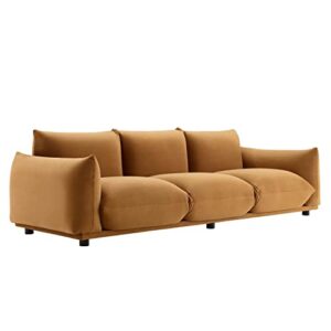 copious performance velvet sofa in cognac