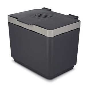 glad compost bin for kitchen, 1.5 gallon | plastic container with removable inner basket, bag storage holder, and carbon odor blocking filters, gray