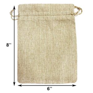 WEWIVODA Burlap Bags, 25 Packs 6''x8'' Drawstring Gift Bag Burlap Candy Pouch Party Favor Linen Pockets for Wedding Birthday Party Halloween Thanksgivings Christmas New Year Valentine's Day (6''x8'')