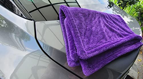 DEUTSCHMOTOR Super Fast 1600 GSM Large Microfiber Drying Towels 31"x20" (80x50cm) one Towel drys one car 2022 Twist-Loop Design (Purple)