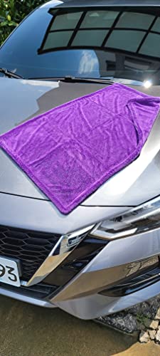 DEUTSCHMOTOR Super Fast 1600 GSM Large Microfiber Drying Towels 31"x20" (80x50cm) one Towel drys one car 2022 Twist-Loop Design (Purple)