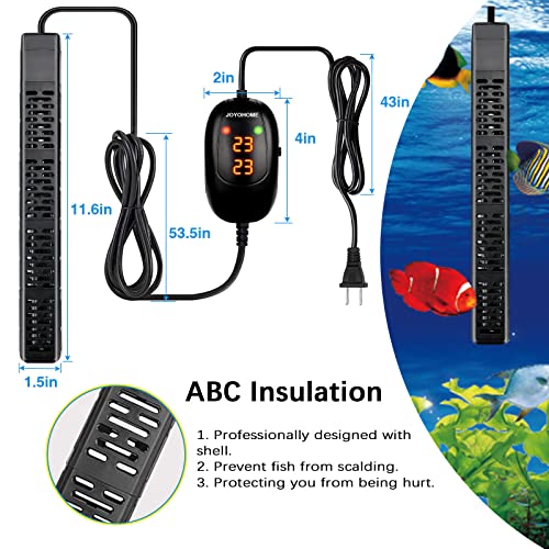 JOYOHOME Aquarium Heater, 500W Fish Tank Thermostat Heater with Dual LED Temp Controller Suitable for Marine Saltwater and Freshwater