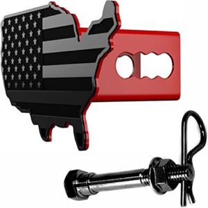 everhitch usa map flag metal trailer hitch cover heavy duty for trucks cars suv (fits 2" receiver, black map)