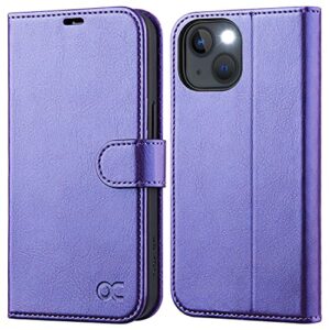 ocase compatible with iphone 13 wallet case, pu leather flip folio case with card holders rfid blocking kickstand [shockproof tpu inner shell] phone cover 6.1 inch 2021 (purple)