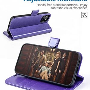 OCASE Compatible with iPhone 13 Wallet Case, PU Leather Flip Folio Case with Card Holders RFID Blocking Kickstand [Shockproof TPU Inner Shell] Phone Cover 6.1 Inch 2021 (Purple)