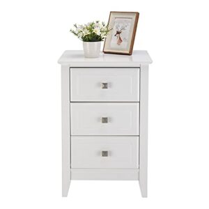 Bonnlo Upgraded White Nightstand with 3 Drawers, Modern Night Stands for Bedrooms Set of 2, Wooden Bed Side Table/Night Stand for Small Spaces, College Dorm, Kids’ Room, Living Room, 23.6in H