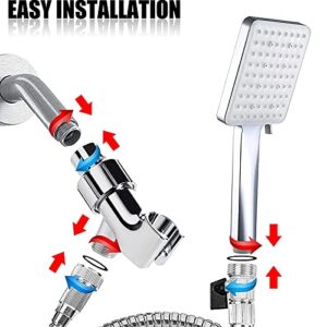 Ablink High Pressure Shower Head with Handheld, 6 Modes Chrome Shower Head with 59" Stainless Steel Hose and Adjustable Shower Bracket