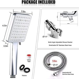 Ablink High Pressure Shower Head with Handheld, 6 Modes Chrome Shower Head with 59" Stainless Steel Hose and Adjustable Shower Bracket