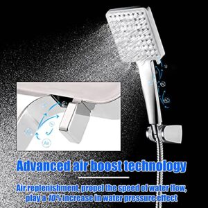Ablink High Pressure Shower Head with Handheld, 6 Modes Chrome Shower Head with 59" Stainless Steel Hose and Adjustable Shower Bracket