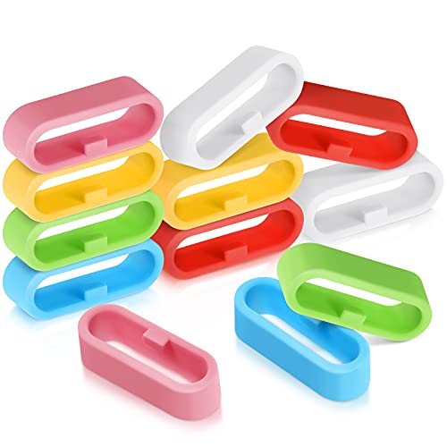 12 Pieces Replacement Fastener Ring 20 mm Silicone Replacement Fastener Secure Loops Silicone Connector Security Rings Holder Keeper Loops Replacement for Smartwatch Strap Accessories, 6 Colors