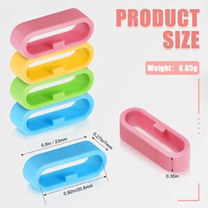 12 Pieces Replacement Fastener Ring 20 mm Silicone Replacement Fastener Secure Loops Silicone Connector Security Rings Holder Keeper Loops Replacement for Smartwatch Strap Accessories, 6 Colors