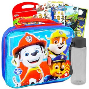nick shop paw patrol water bottle lunch bag ~ 5 pc bundle with paw patrol lunch box, plastic bottle, stickers and door hanger (paw patrol school supplies)