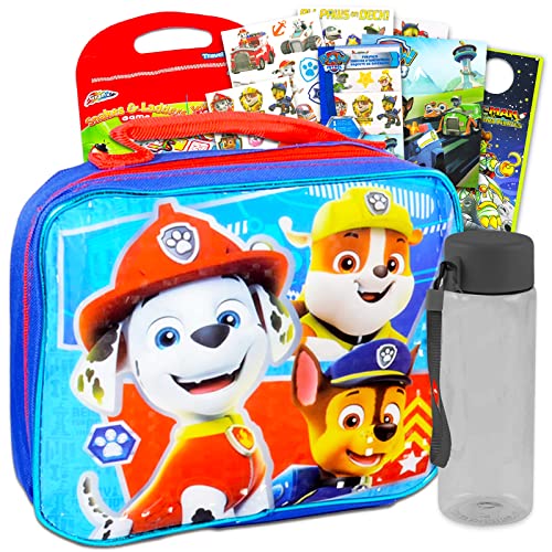 Nick Shop Paw Patrol Water Bottle Lunch Bag ~ 5 Pc Bundle With Paw Patrol Lunch Box, Plastic Bottle, Stickers And Door Hanger (Paw Patrol School Supplies)