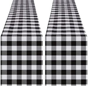 buffalo plaid table runners 2 packs 13x84 inches check black and white table runner fall thanksgiving table runners for parties