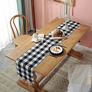 Buffalo Plaid Table Runners 2 Packs 13x84 Inches Check Black and White Table Runner Fall Thanksgiving Table Runners for Parties