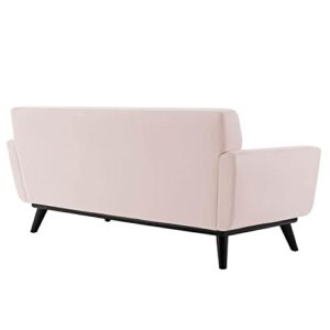 Modway Engage Channel Tufted Performance Velvet Loveseat in Pink