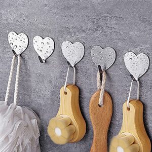 DIAODA Love Heart Shape Cute Self Adhesive Towel Hanging Hook Decorative Hooks for Girls Room Shower Bedroom Door Purse Keys Coat(5pc Light Pink)