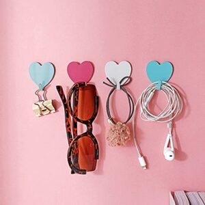 DIAODA Love Heart Shape Cute Self Adhesive Towel Hanging Hook Decorative Hooks for Girls Room Shower Bedroom Door Purse Keys Coat(5pc Light Pink)