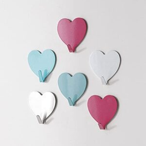 DIAODA Love Heart Shape Cute Self Adhesive Towel Hanging Hook Decorative Hooks for Girls Room Shower Bedroom Door Purse Keys Coat(5pc Light Pink)