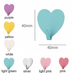 DIAODA Love Heart Shape Cute Self Adhesive Towel Hanging Hook Decorative Hooks for Girls Room Shower Bedroom Door Purse Keys Coat(5pc Light Pink)