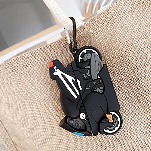 HENJI PVC Case for Beats Studio Buds, 3D Cute Cool Cartoons Rabbit Full Body Protective Cover with Keychain, Earphone Protective Case for Beats Studio Buds Charging Box Covers (Motorcycle)