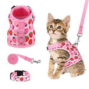 uratot cat harness and leash set cat vest harness pet leash and collar set pet harness for kitties puppies small pets outdoor walking, small