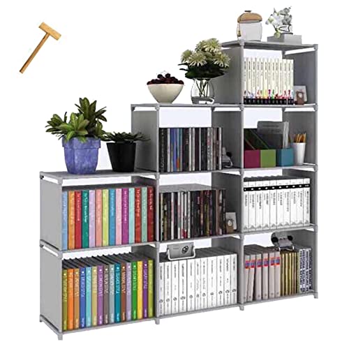 HOSTARME Bookshelf Kids 9 Cube Book Shelf Organizer Bookcase DIY for Bedroom Classroom Office (Greyness), T001