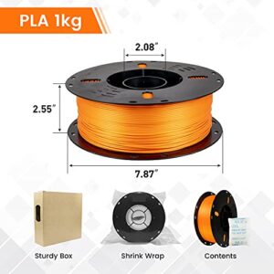 UVink 3D Printer Filament 1.75mm PLA Bubble-Free Low Warpage 1KG Bundle Compatible for Most FDM 3D Machines. (Orange)