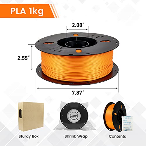 UVink 3D Printer Filament 1.75mm PLA Bubble-Free Low Warpage 1KG Bundle Compatible for Most FDM 3D Machines. (Orange)