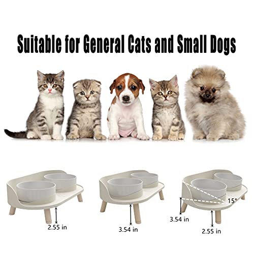 Cat Food Bowls, Elevated Ceramics Dog Cat Bowls Stand with No-Spill Design,3 Adjustable Heights Anti Vomiting Cat Water Bowl,5 inches Raised Bowl for Medium and Small Size Dog Cats