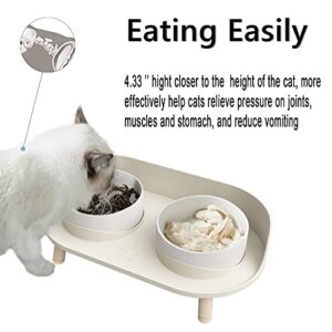 Cat Food Bowls, Elevated Ceramics Dog Cat Bowls Stand with No-Spill Design,3 Adjustable Heights Anti Vomiting Cat Water Bowl,5 inches Raised Bowl for Medium and Small Size Dog Cats