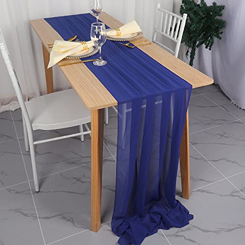 Pardecor Chiffon Table Runner 29inx120in Table Runner Sheer Table Runner Chiffon Table Runners for Weddings Chiffon Fabric for Wedding Arch Tulle Table Runner Satin Table Runner Boho (1, Blue)